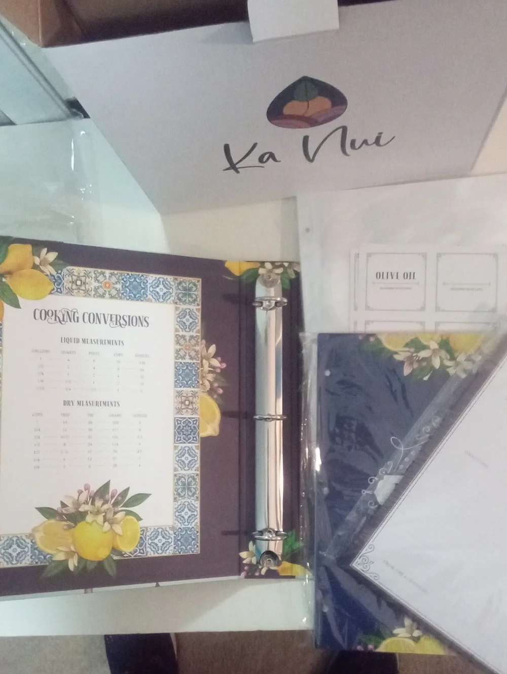 Recipes Collection Journal NWT Blue & Yellow Lemon Design Recipe Organizer